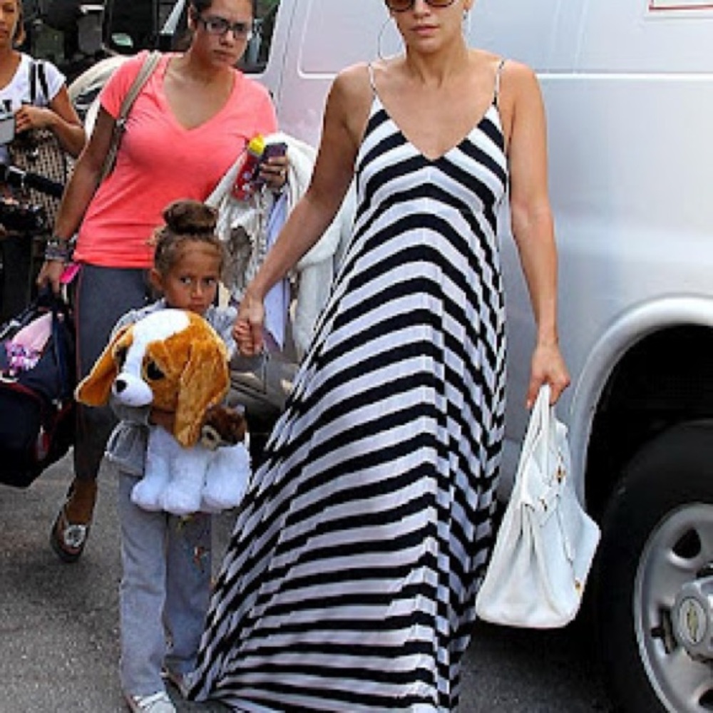 RARE A.L.C. Womens Striped Chevron Maxi Dress White Black Size Extra Small 2011 - Picture 3 of 13